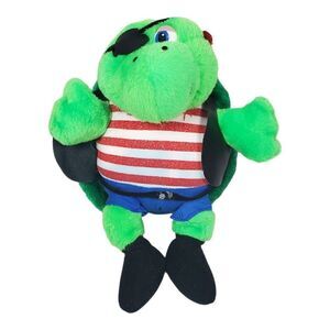 Vintage Cloud 9 Turtle Dan Brechner Pirate Green Eye Patch Stuffed Toy Plush
